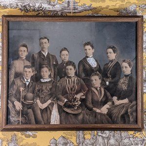 Remarkable & intriguing hand-colored photograph family portrait Victorian era